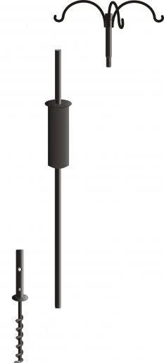 Garden Pole Set Triple Hanger, Baffle And Ground Auger 3 Garden Pole Set Triple Hanger, Baffle And Ground Auger