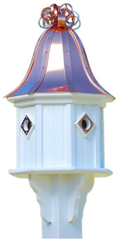 Copper Roof Birdhouse 34x14 Ribbon Detail 4 Portals -Bird Products Store BH14 4CP BC CURLY