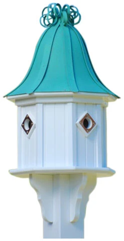 Copper Roof Birdhouse 34x14 Ribbon Detail 4 Portals -Bird Products Store BH14 4CP PC CURLY