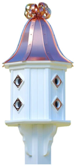 Copper Roof Dovecote Birdhouse 36x14 Ribbon Detail- 8 Portals -Bird Products Store BH14 8CP BC CURLY