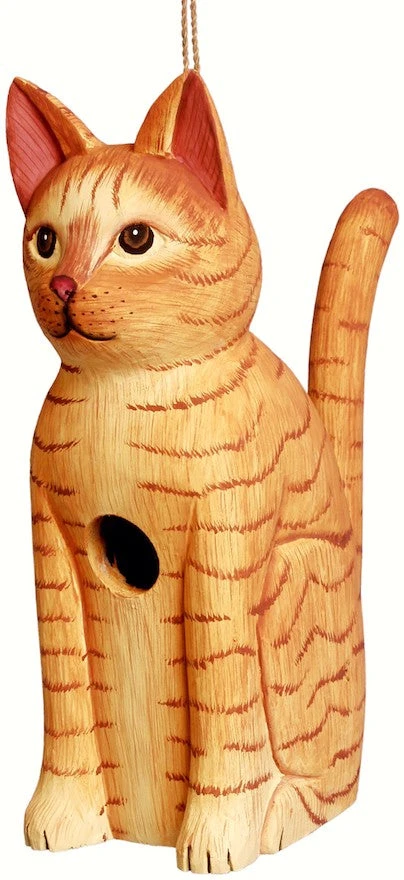 Cat Sitting Wooden Birdhouse 3 Cat Sitting Wooden Birdhouse