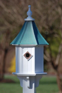 Copper Roof Birdhouse 28x10-Patina