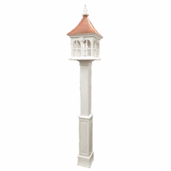 Copper Roof Vinyl/PVC Bird Feeder With Double Window- 29x14 -Bird Products Store Copper Roof Birdfeeder on lamp post