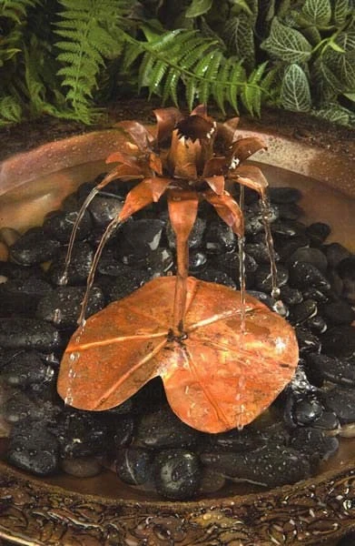 Copper Lotus Bird Bath Fountain Dripper 3 Copper Lotus Bird Bath Fountain Dripper