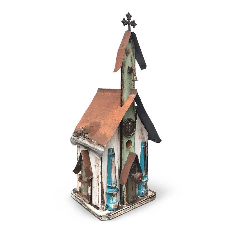 Large Church Birdhouses- 3 Colors 3 Large Church Birdhouses- 3 Colors