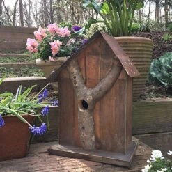Rustic Log Front Birdhouses- 2 Sizes -Bird Products Store Log Front Birdhouse 12