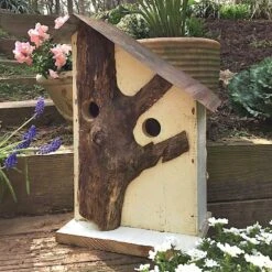 Rustic Log Front Birdhouses- 2 Sizes -Bird Products Store Log Front Birdhouse 6