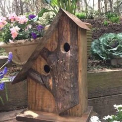 Rustic Log Front Birdhouses- 2 Sizes -Bird Products Store Log Front Birdhouse 7