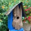Rustic Log Front Birdhouses- 2 Sizes -Bird Products Store Log Front Birdhouse Blue Med