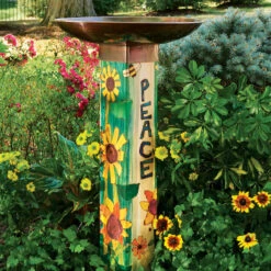 Peace Pedestal Bird Bath- Retired Design -Bird Products Store Peace Bird Bath in garden