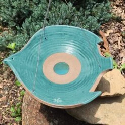 Pottery Hanging Bird Bath- Bird In Flight