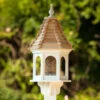 Gazebo Bird Feeder-Vinyl With Cypress Roof 12x28 -Bird Products Store Vinyl Gazebo Bird Feeder Post Mount
