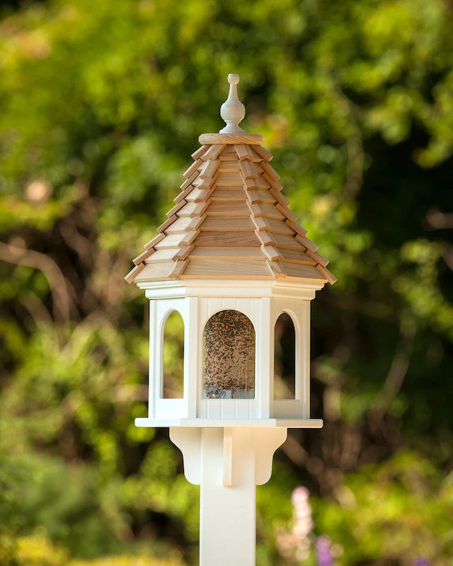 Gazebo Bird Feeder-Vinyl With Cypress Roof 12x28 3 Gazebo Bird Feeder-Vinyl With Cypress Roof 12x28