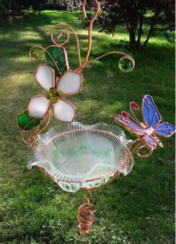 Hanging Dish Feeder/Mini Bath Stained Glass -Bird Products Store butterfly1 58fa8cf0 a538 472b 9115 22e856efa71f