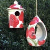Ceramic Birdhouse And Feeder Gift Set -Bird Products Store ceramic birdhouse bird feeder gift set red