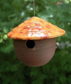 Ceramic Gourd Birdhouse -Bird Products Store jj fuzzy peach