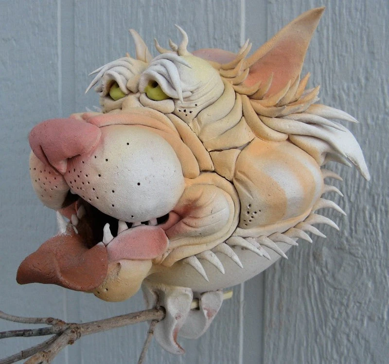 Orange Tabby Cat Ceramic Birdhouse 3 Orange Tabby Cat Ceramic Birdhouse